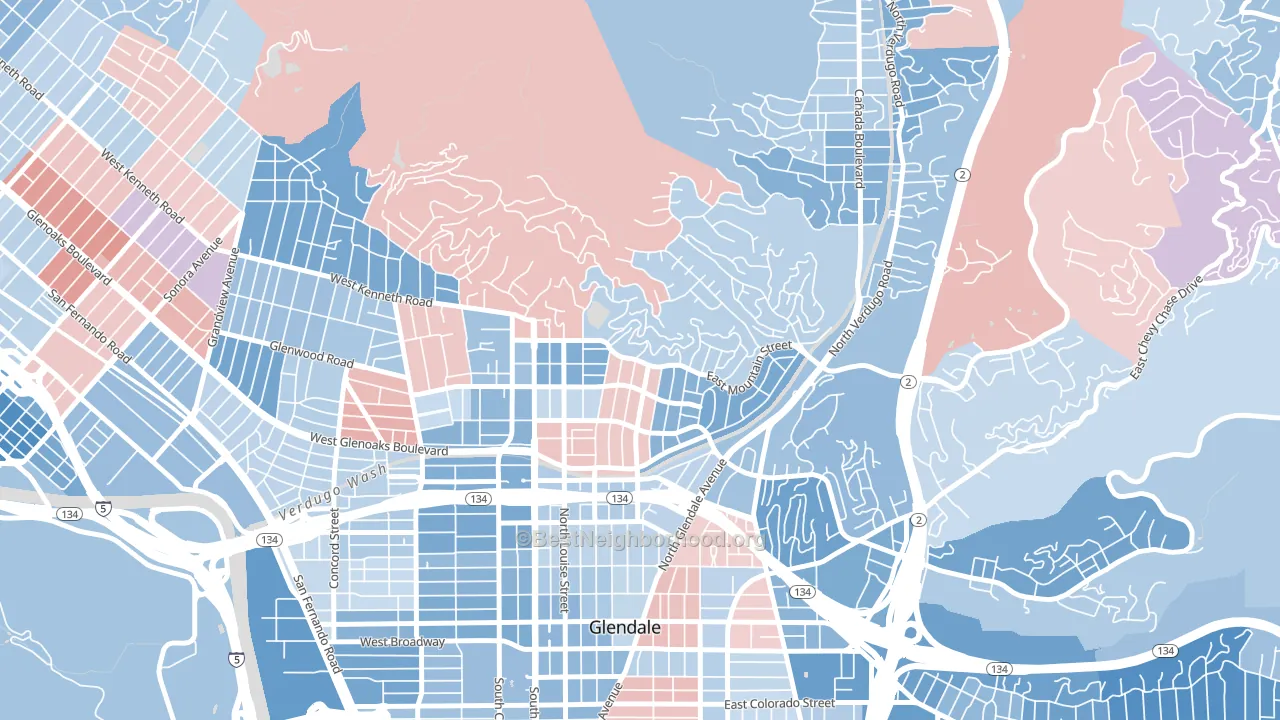 91207, CA block-group political-lean map