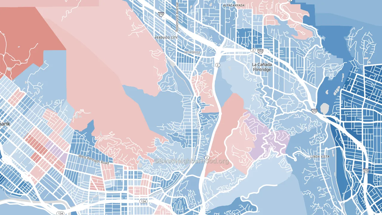 91208, CA block-group political-lean map
