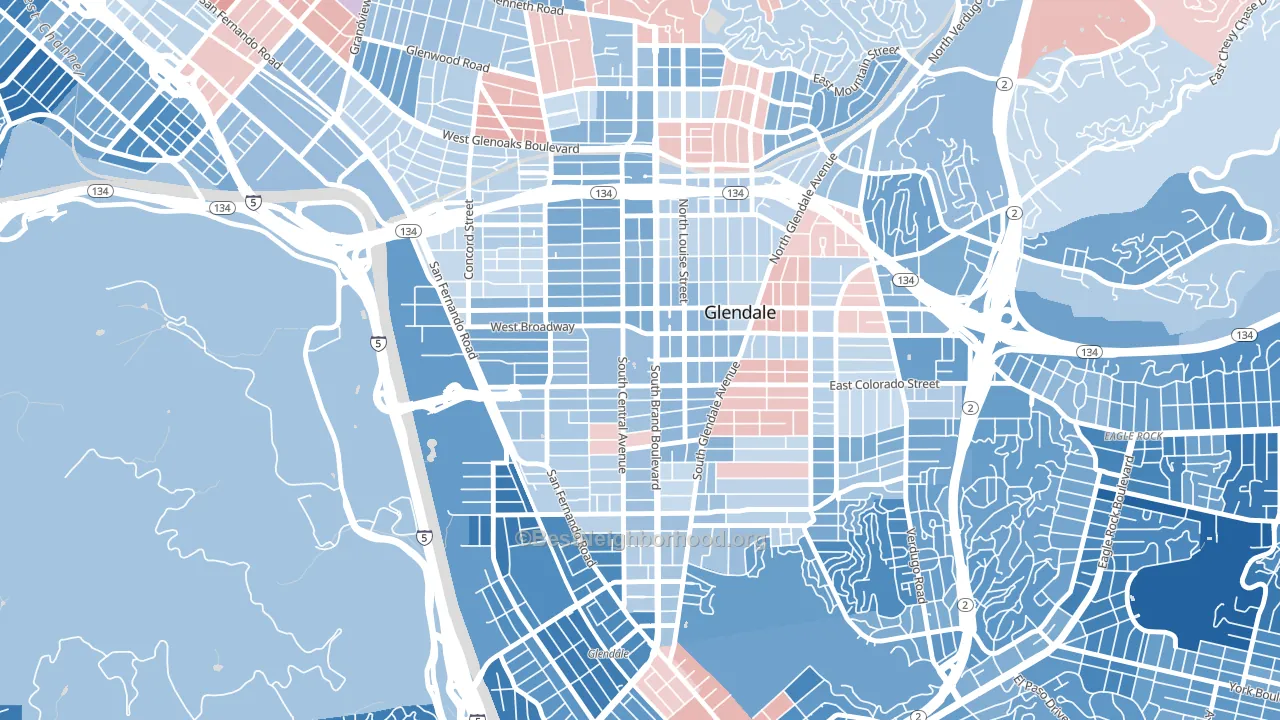 91210, CA block-group political-lean map