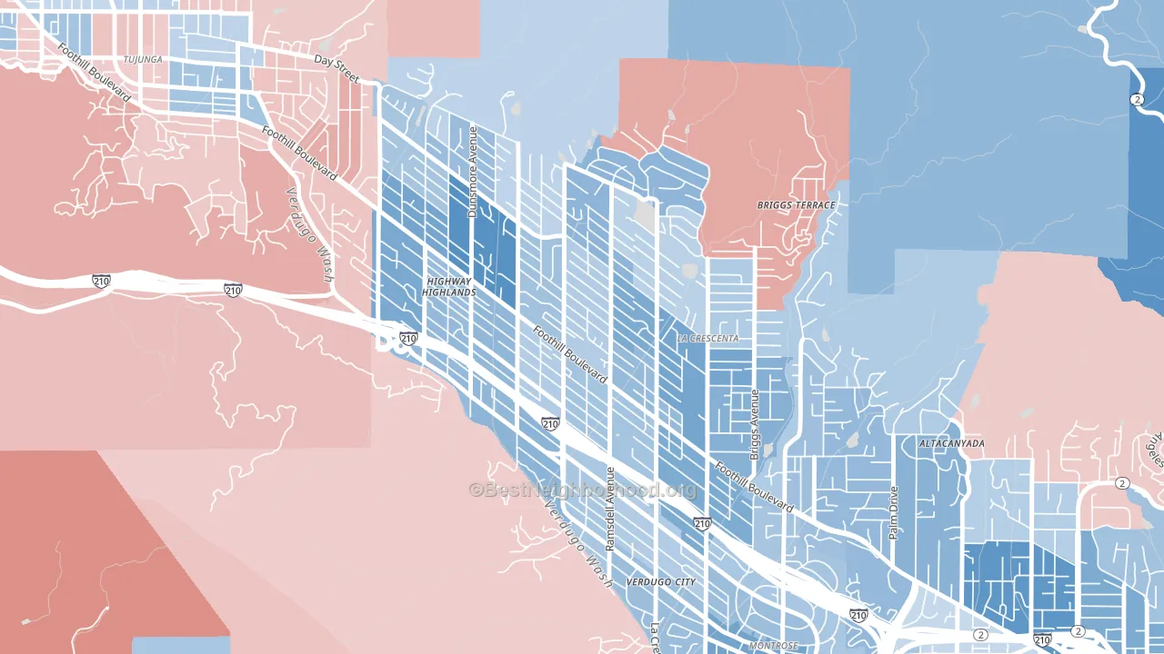 91214, CA block-group political-lean map