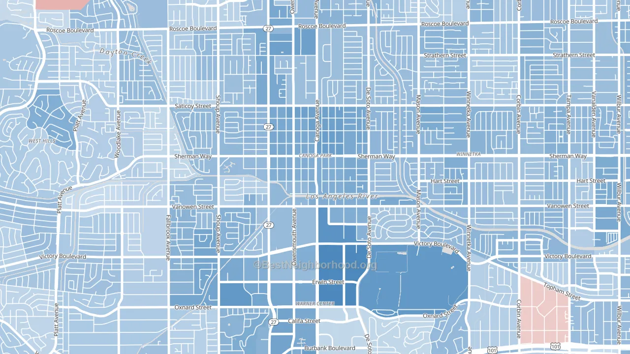 91303, CA block-group political-lean map