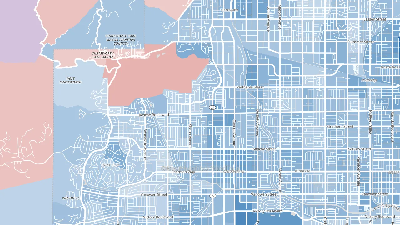 91304, CA block-group political-lean map