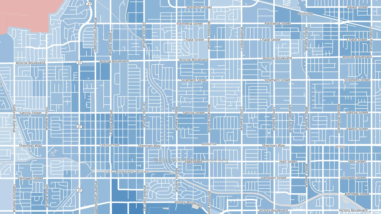 91306, CA block-group political-lean map
