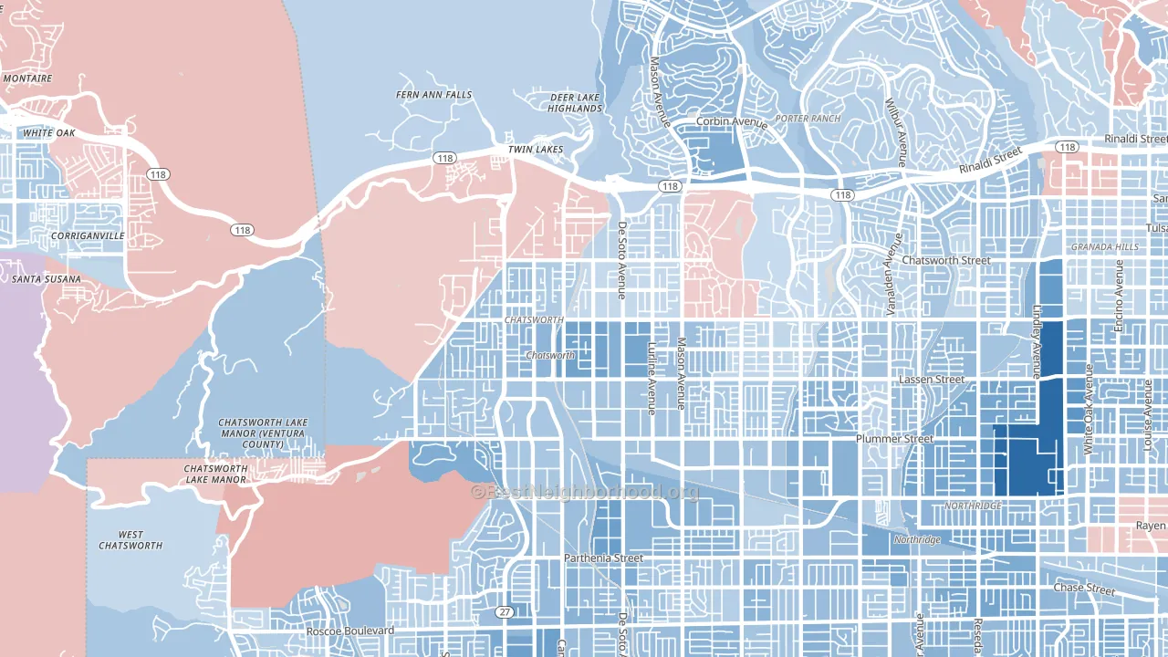 91311, CA block-group political-lean map