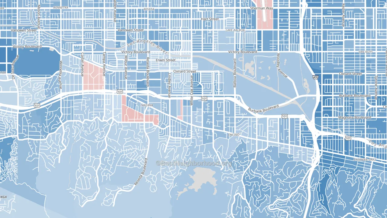 91316, CA block-group political-lean map