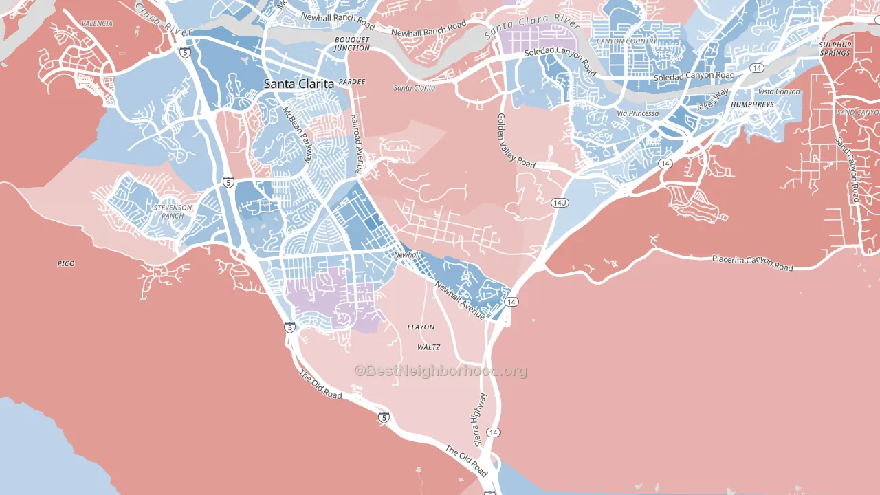 91321, CA block-group political-lean map