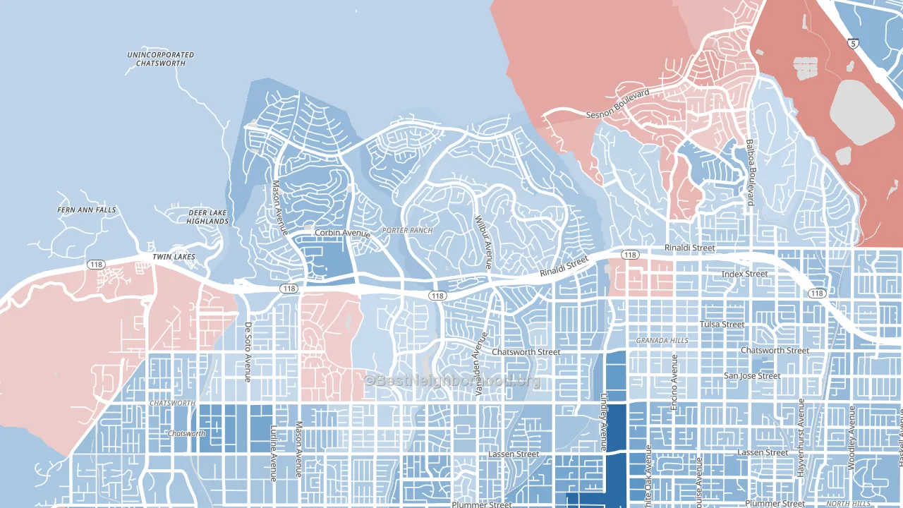 91326, CA block-group political-lean map