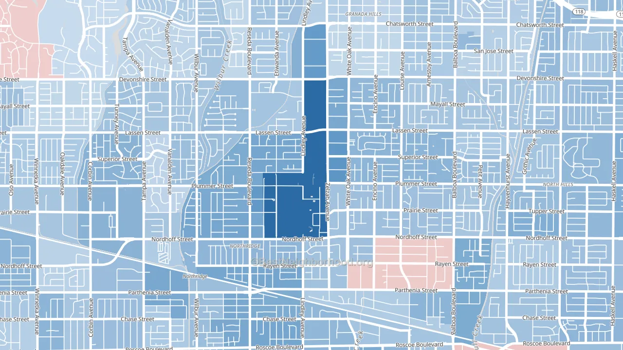 91330, CA block-group political-lean map