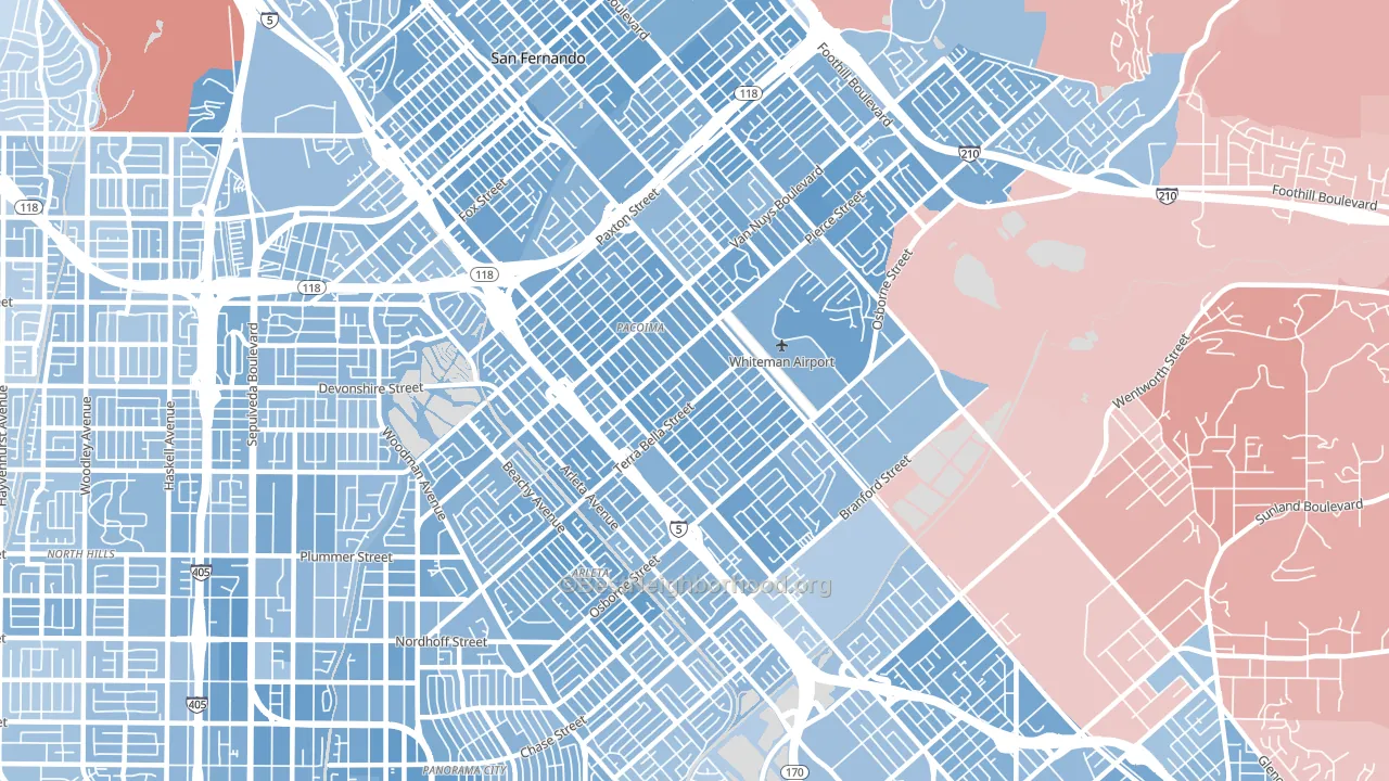 91331, CA block-group political-lean map