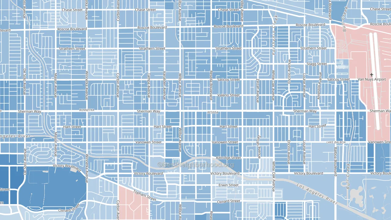 91335, CA block-group political-lean map