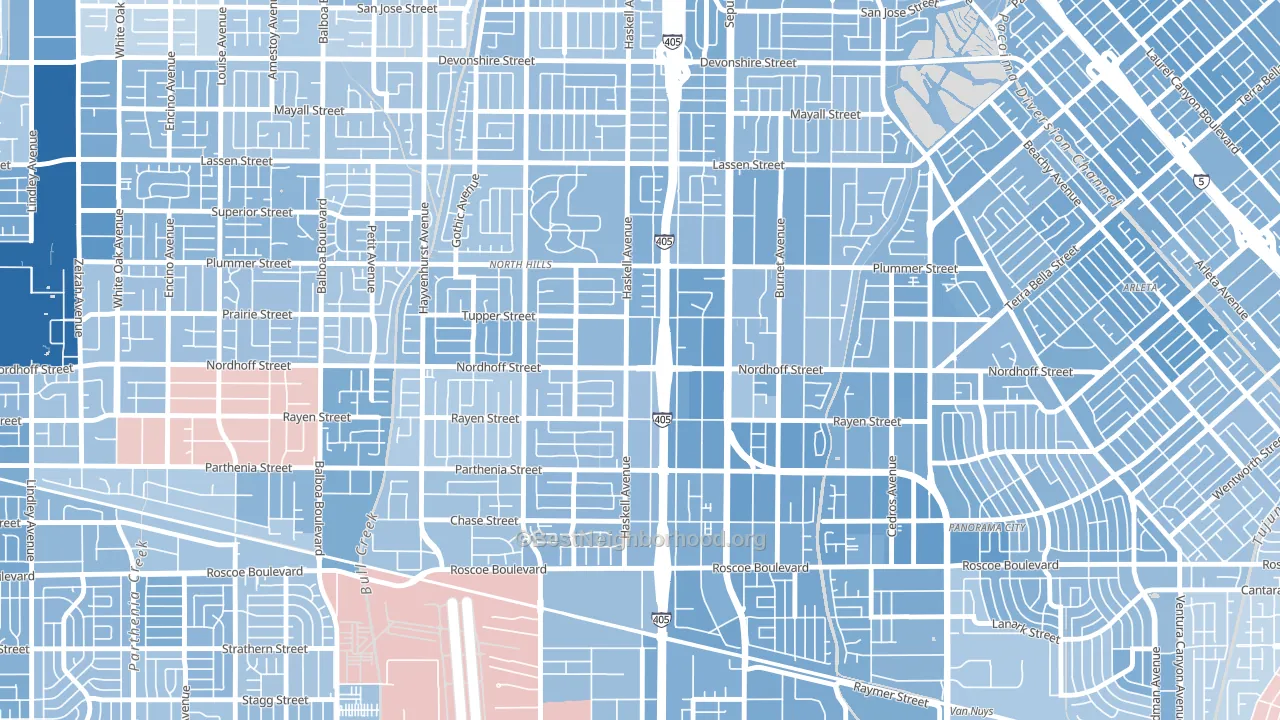 91343, CA block-group political-lean map