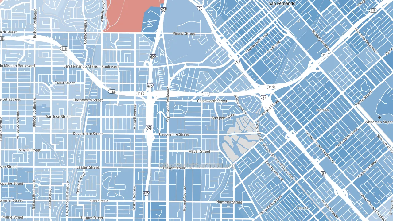91345, CA block-group political-lean map