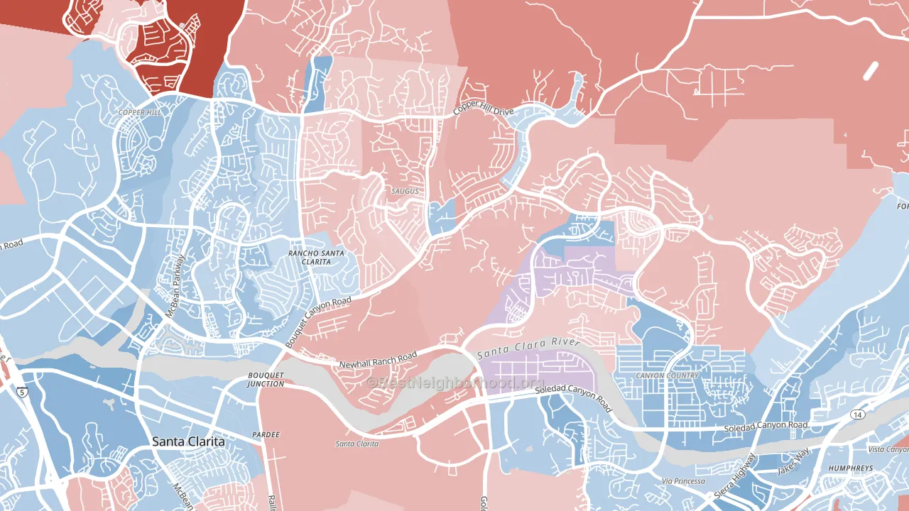 91350, CA block-group political-lean map