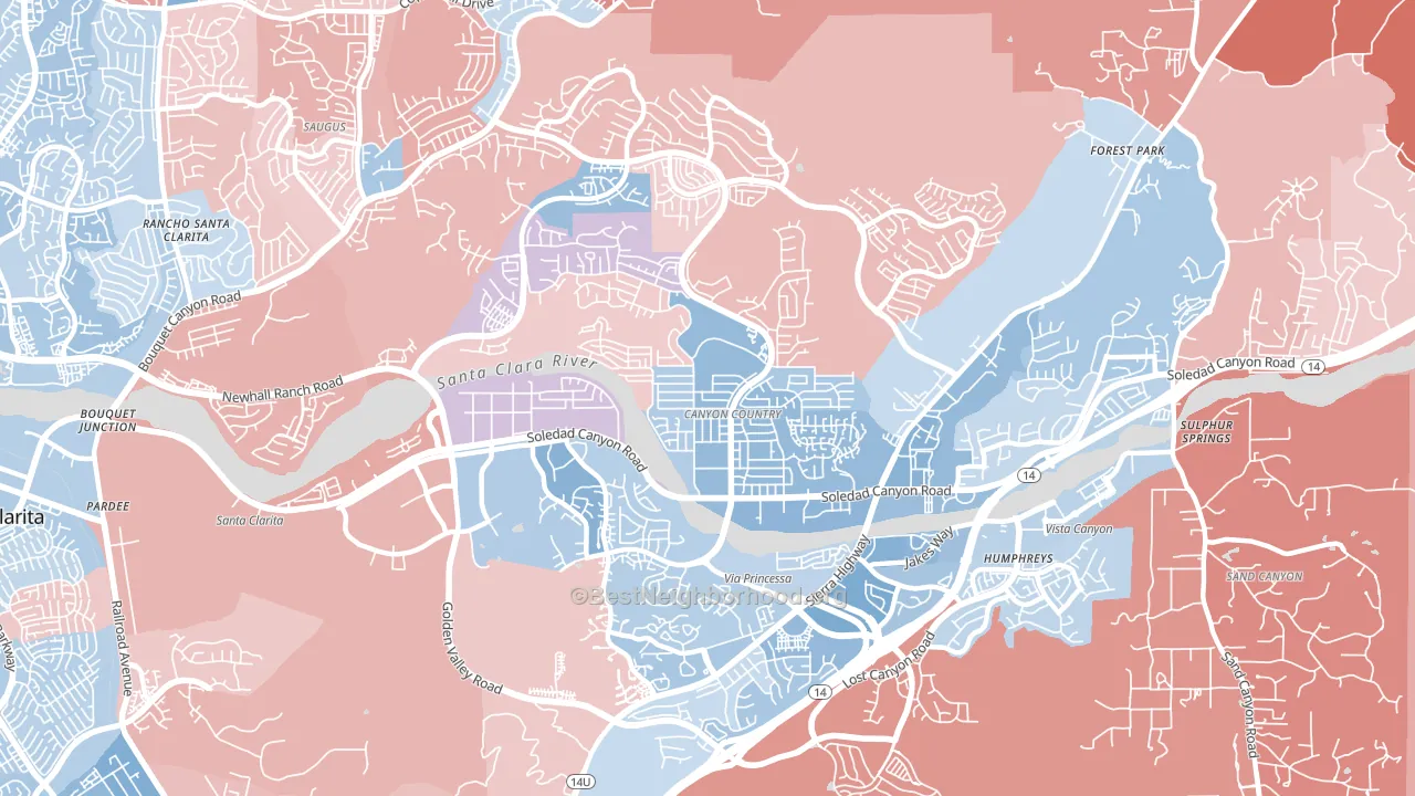 91351, CA block-group political-lean map