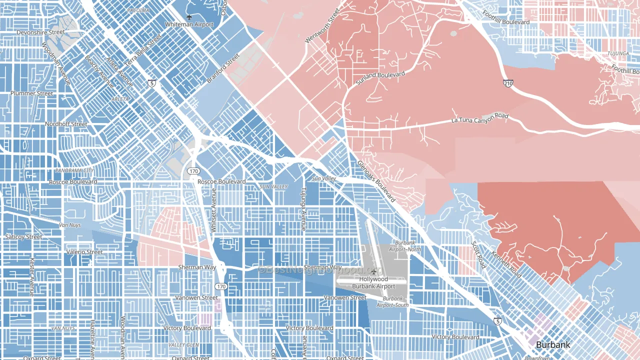91352, CA block-group political-lean map