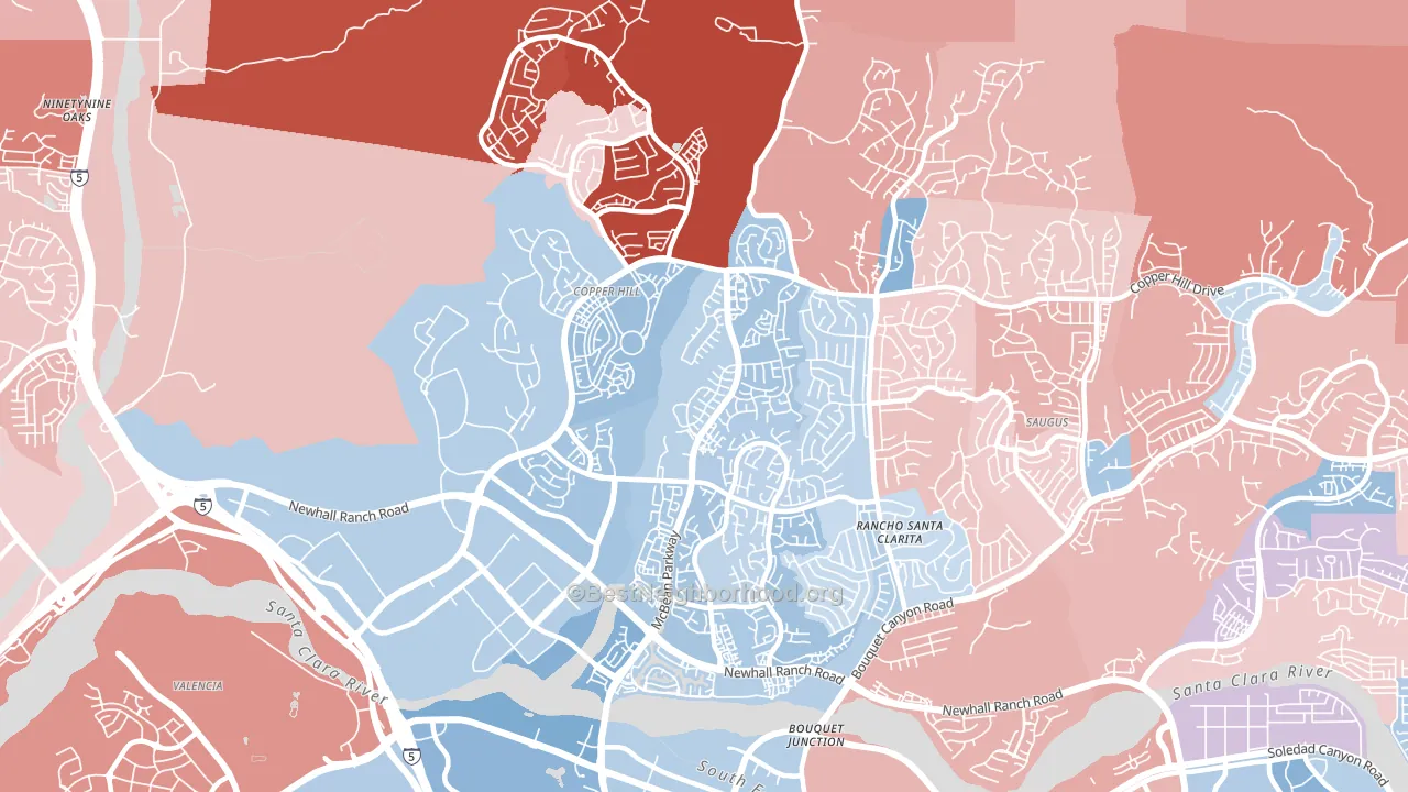 91354, CA block-group political-lean map