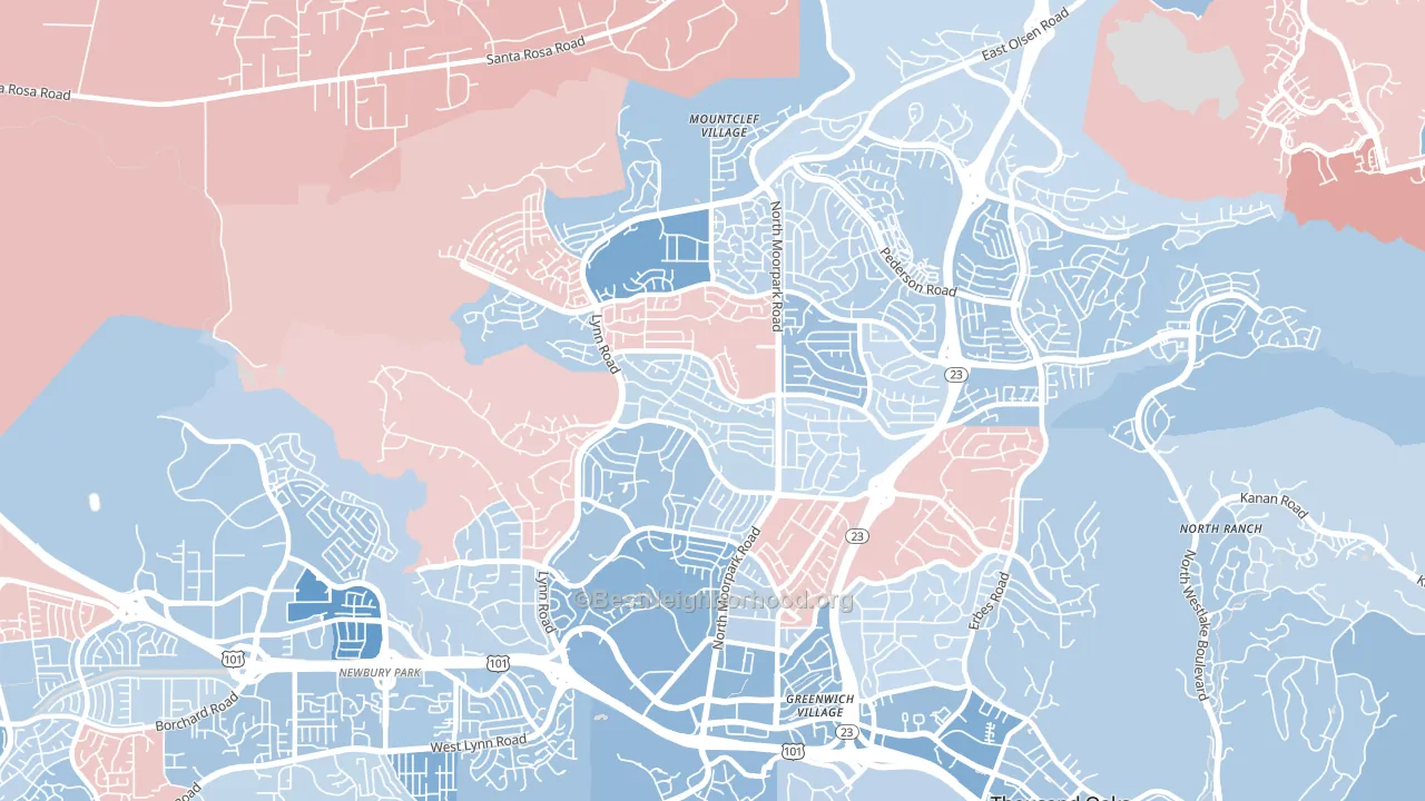 91360, CA block-group political-lean map