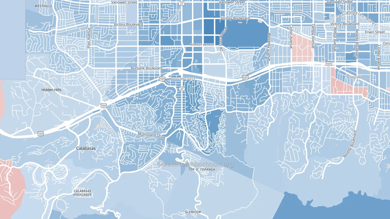 91364, CA block-group political-lean map