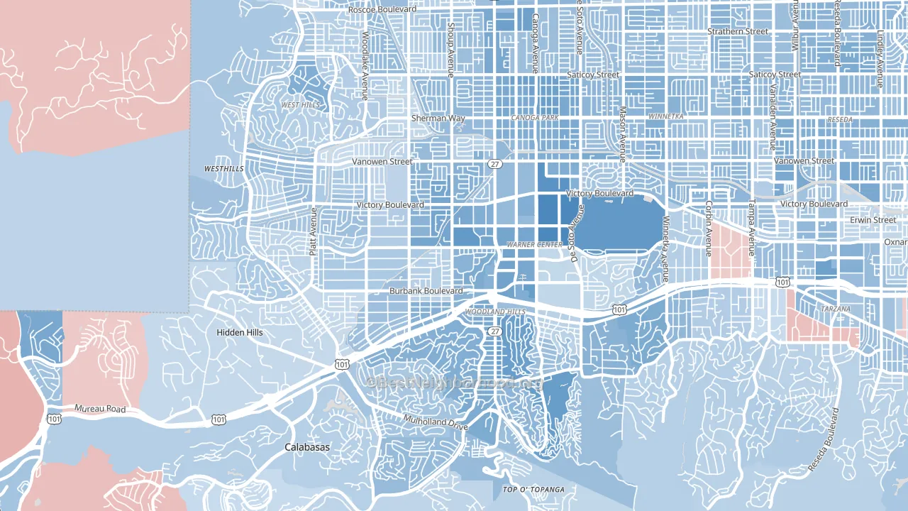 91367, CA block-group political-lean map
