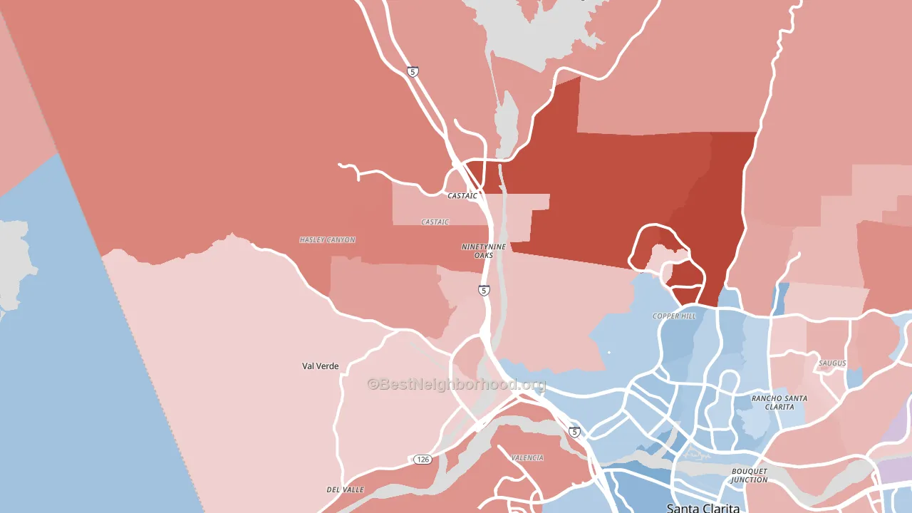 91384, CA block-group political-lean map