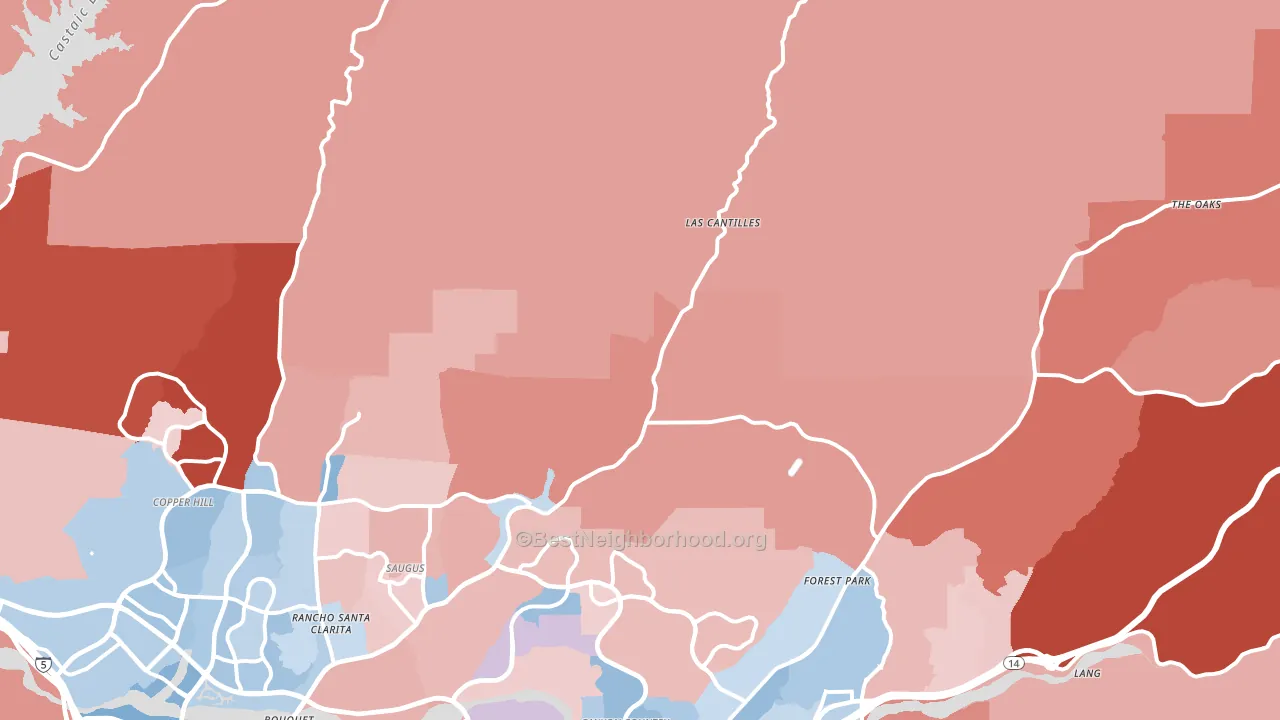 91390, CA block-group political-lean map
