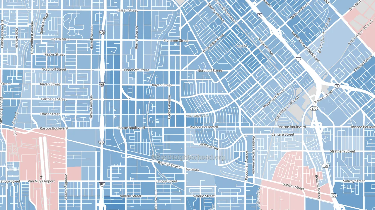 91402, CA block-group political-lean map