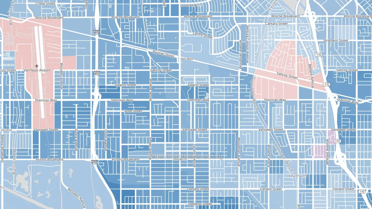 91405, CA block-group political-lean map