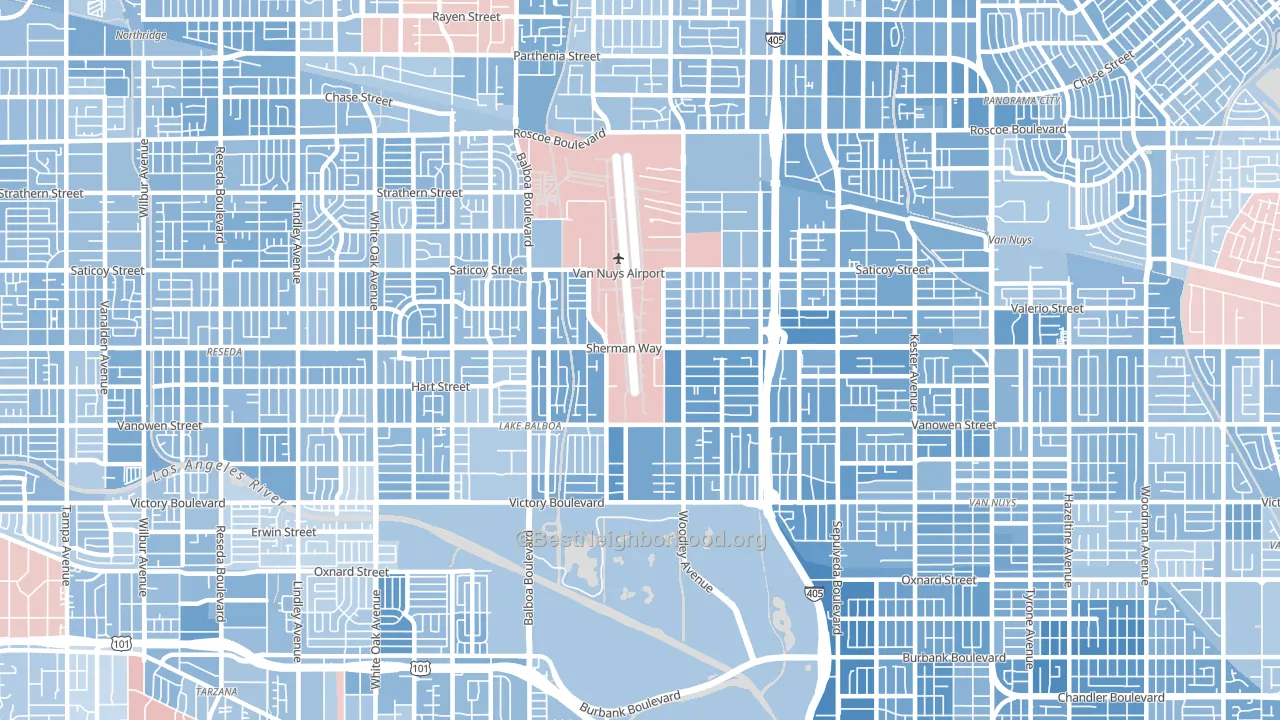 91406, CA block-group political-lean map