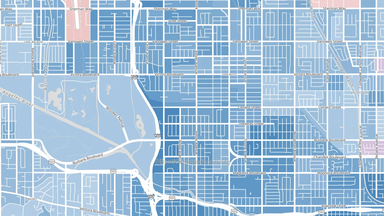 91411, CA block-group political-lean map