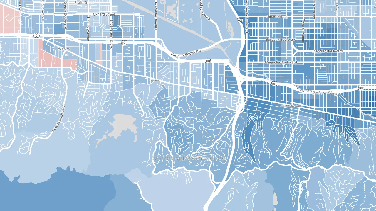 91436, CA block-group political-lean map