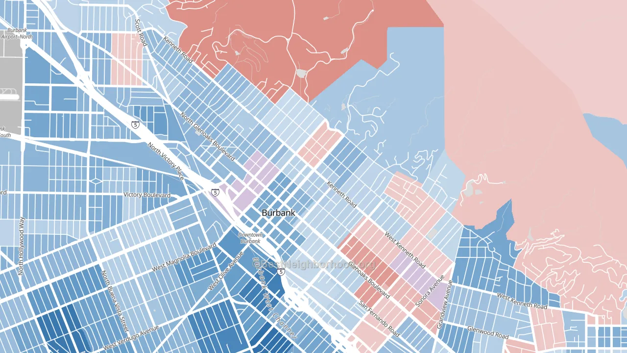 91501, CA block-group political-lean map