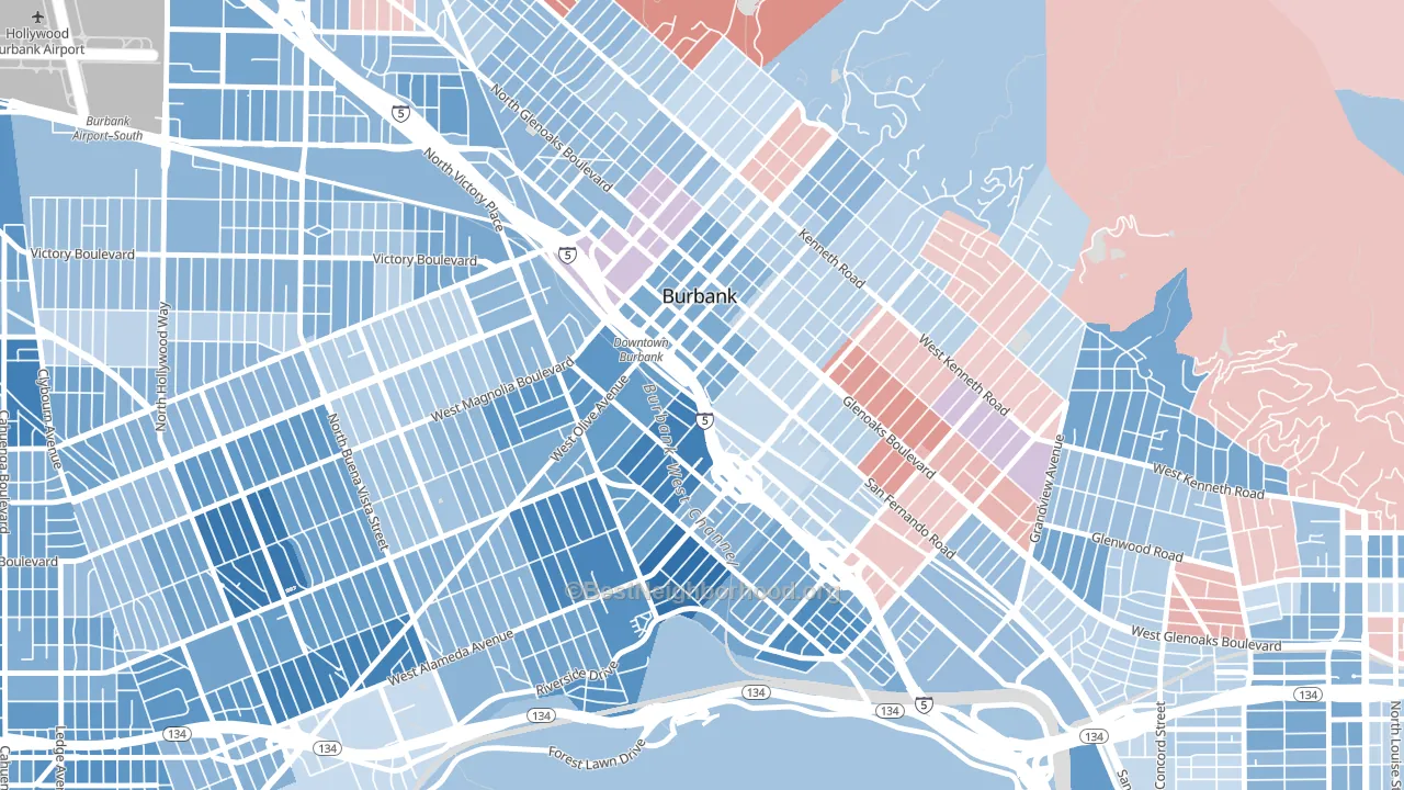 91502, CA block-group political-lean map