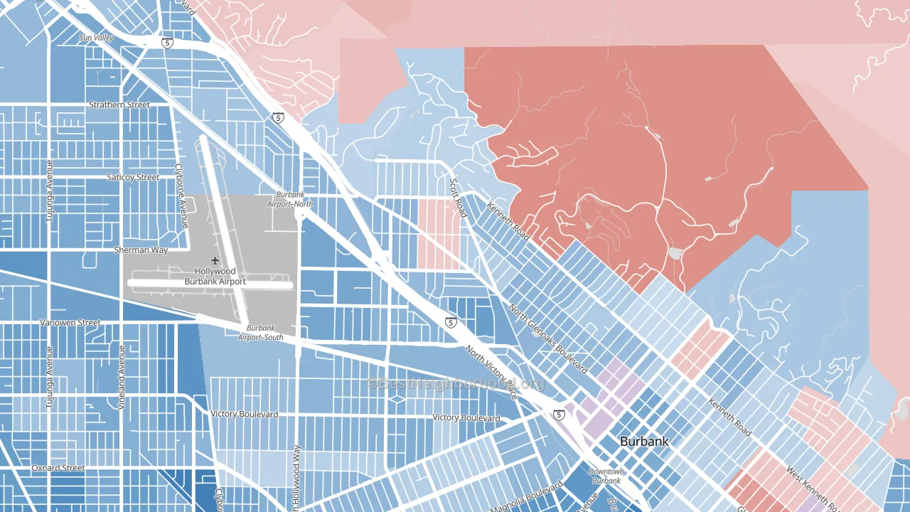 91504, CA block-group political-lean map