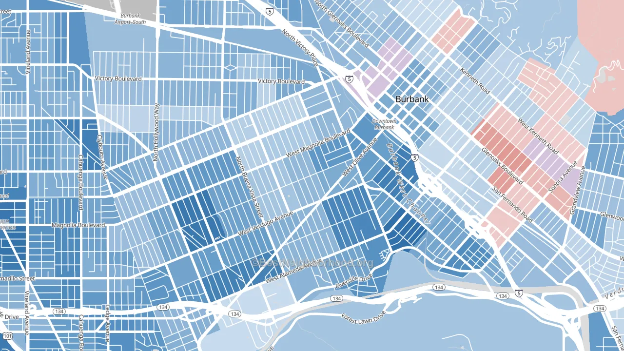 91506, CA block-group political-lean map