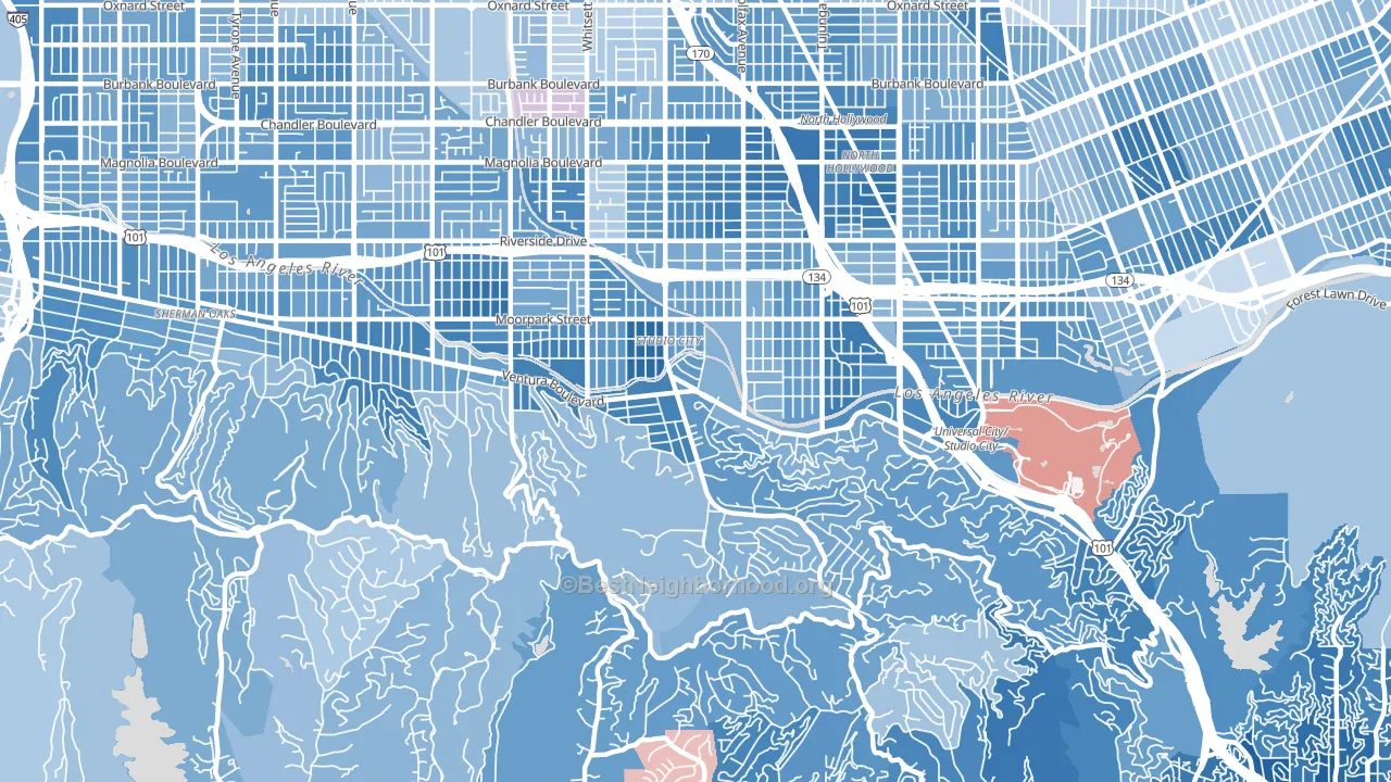 91604, CA block-group political-lean map