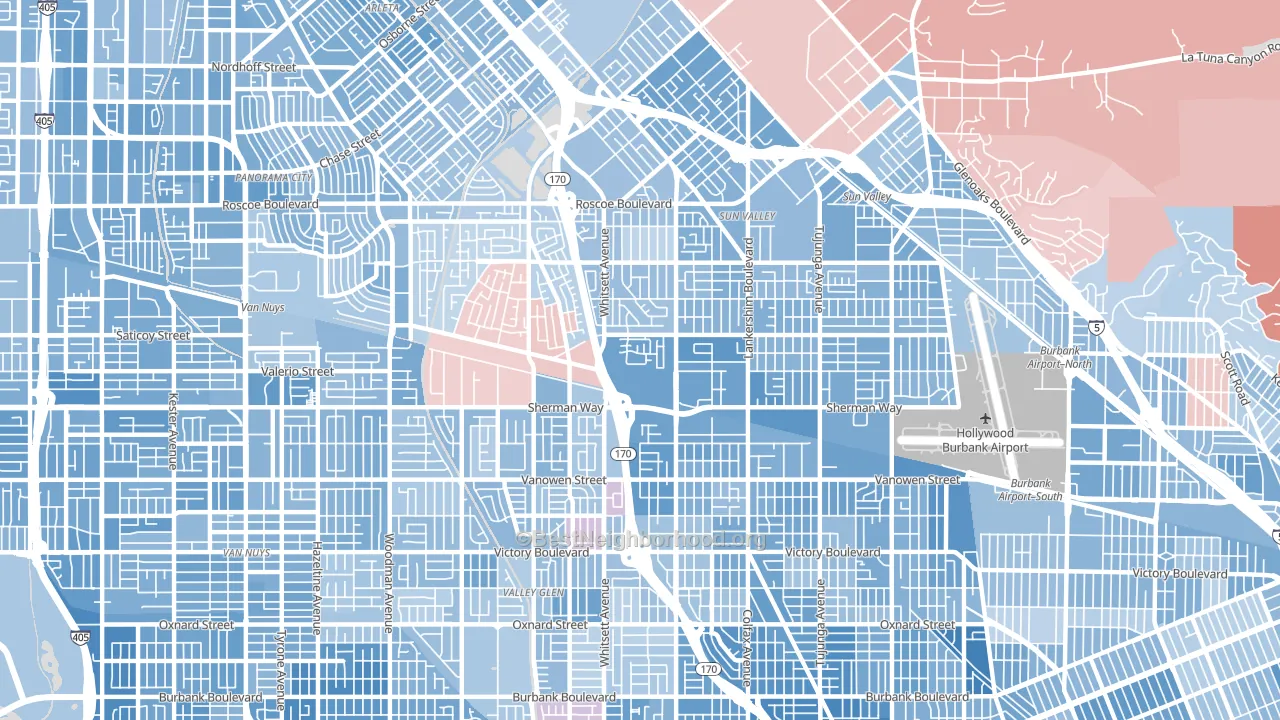 91605, CA block-group political-lean map