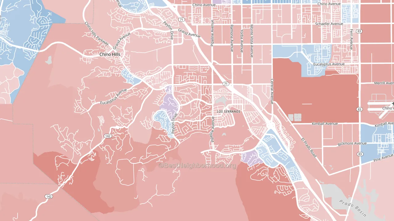 91709, CA block-group political-lean map