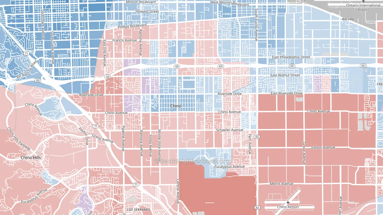 91710, CA block-group political-lean map