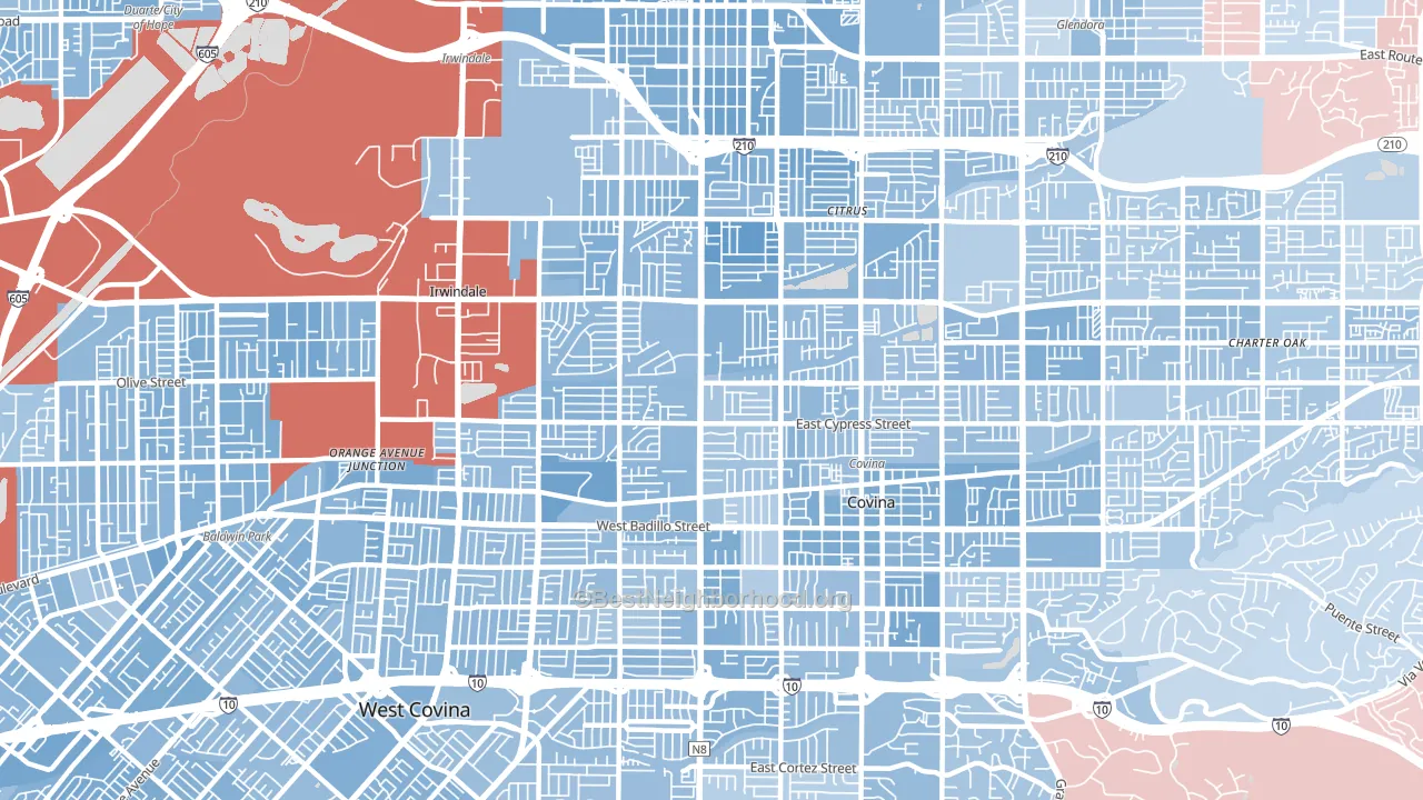91722, CA block-group political-lean map
