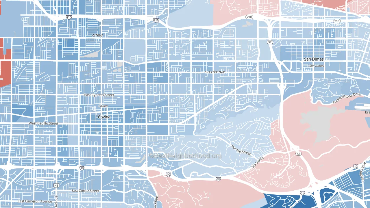 91724, CA block-group political-lean map