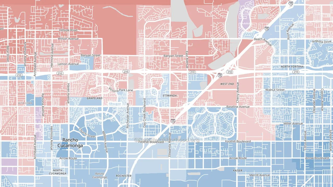91739, CA block-group political-lean map
