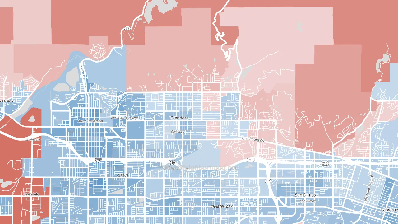 91741, CA block-group political-lean map