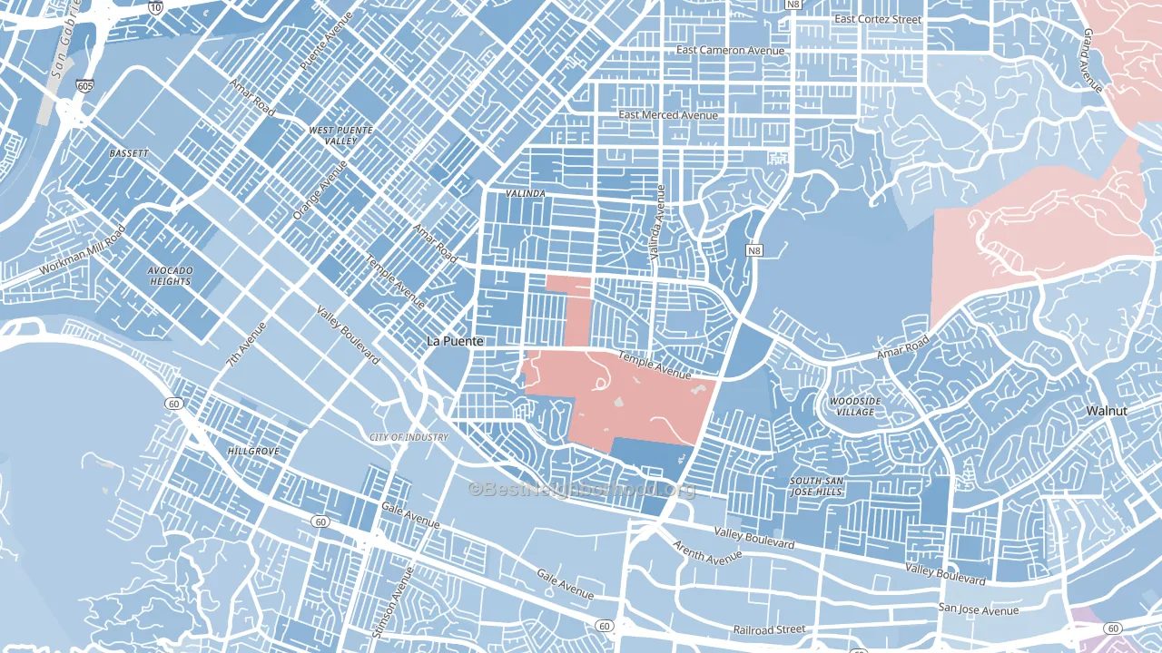 91744, CA block-group political-lean map