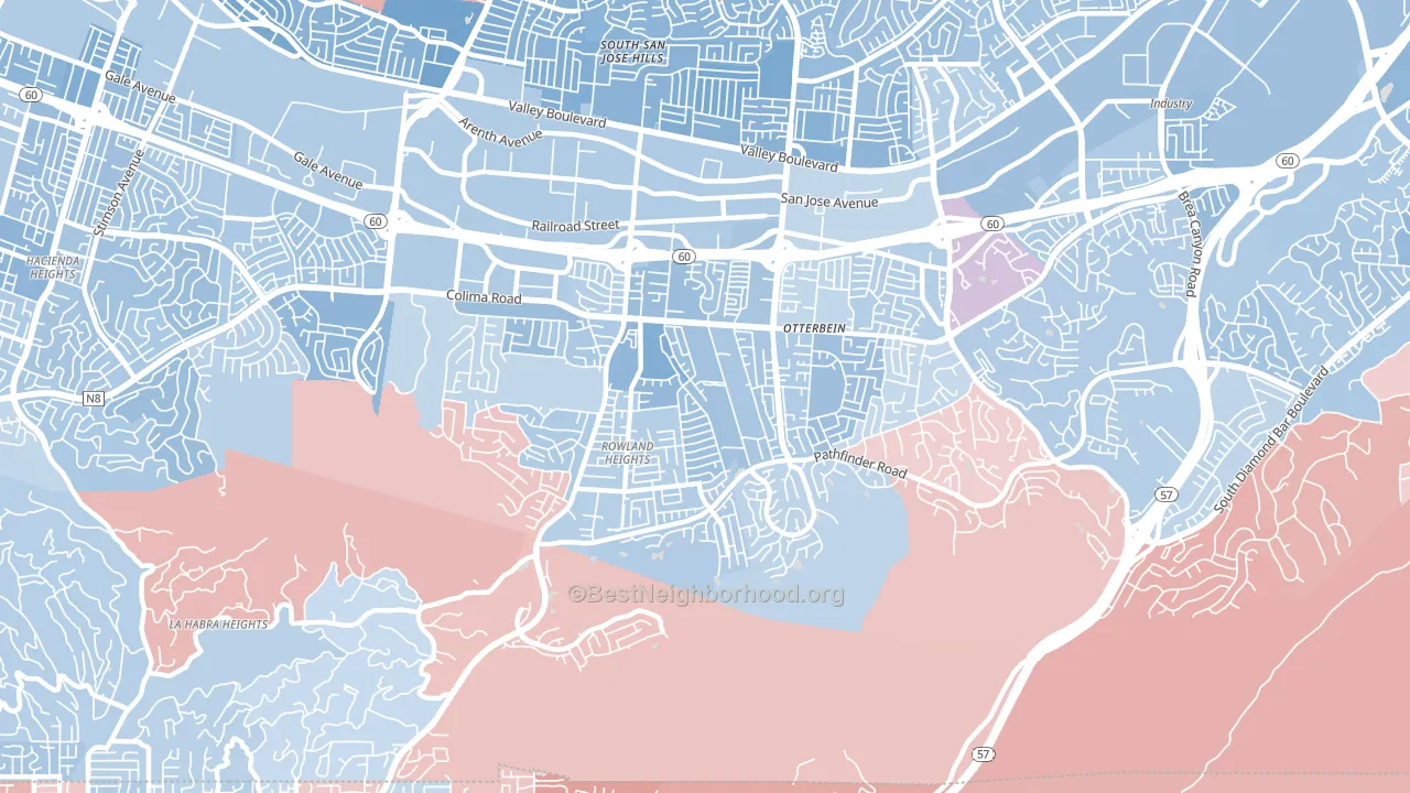 91748, CA block-group political-lean map
