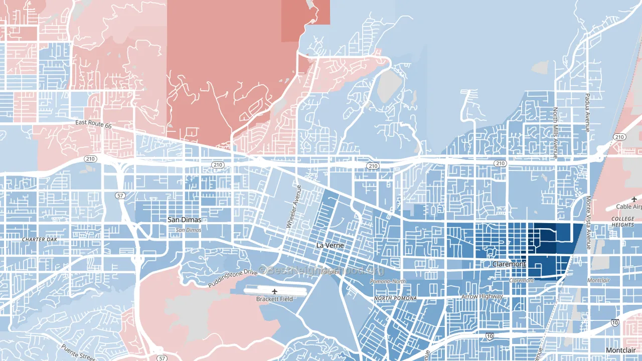 91750, CA block-group political-lean map