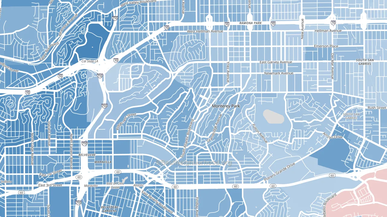 91754, CA block-group political-lean map