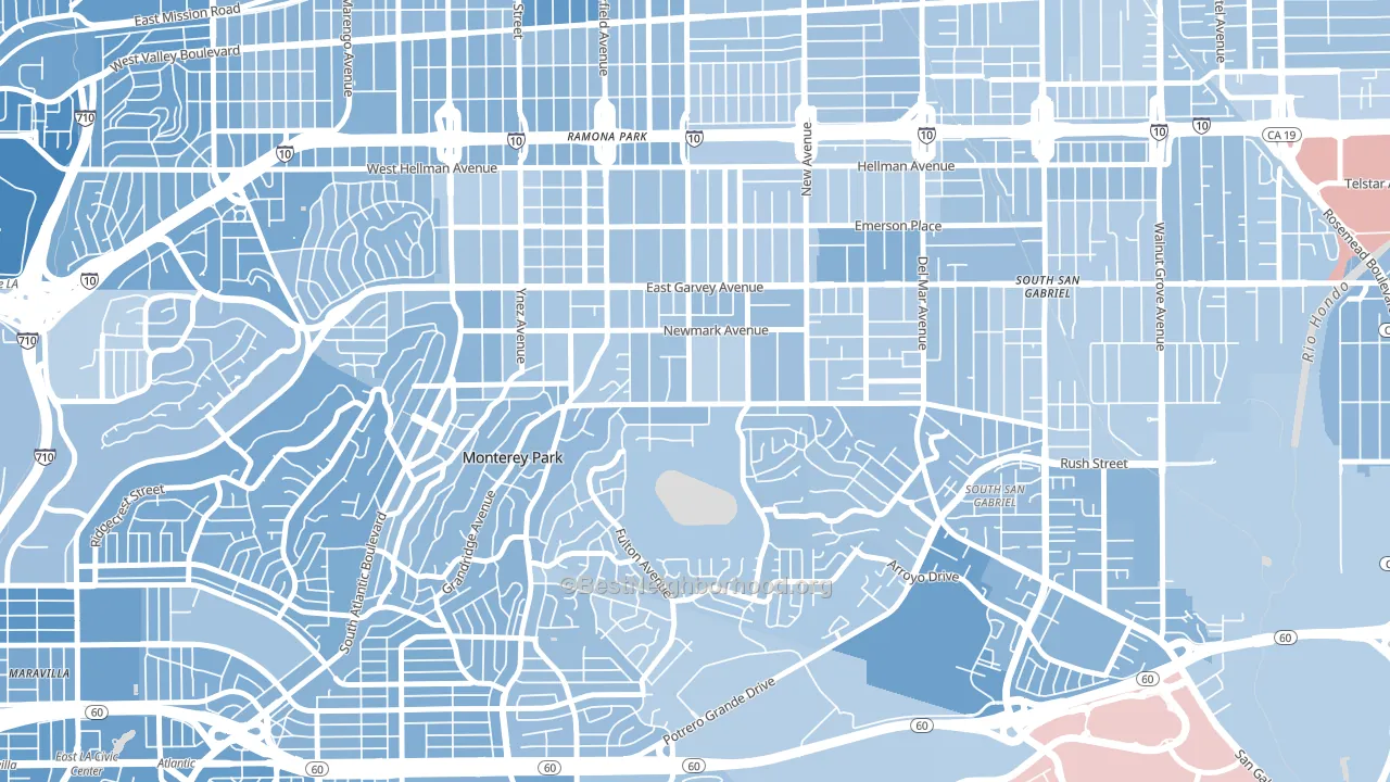 91755, CA block-group political-lean map