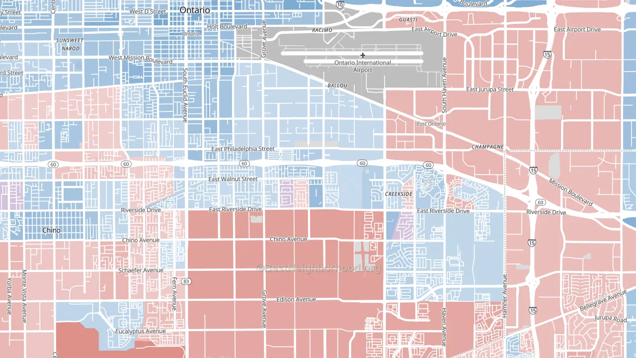 91761, CA block-group political-lean map