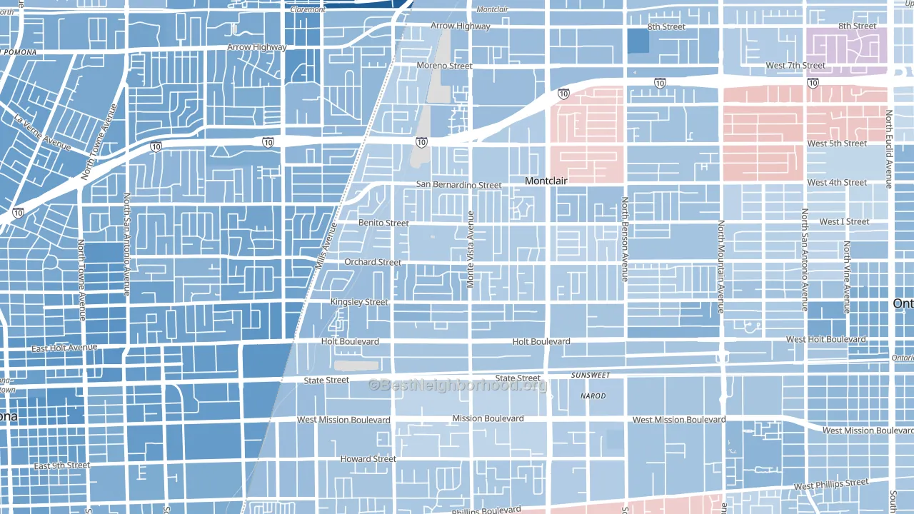 91763, CA block-group political-lean map