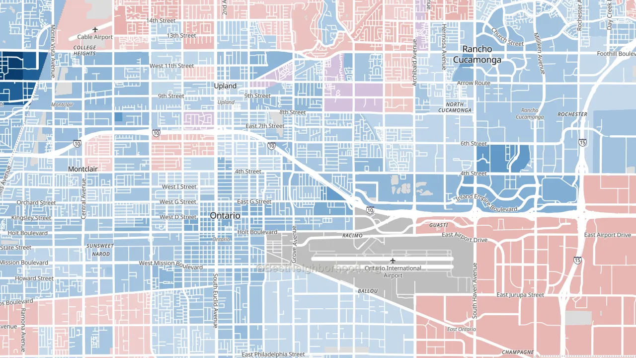91764, CA block-group political-lean map